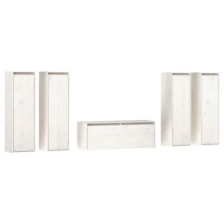 Meubles TV 5 pcs Blanc Bois massif de pin 2