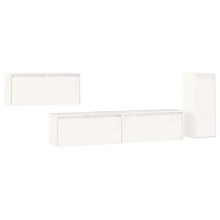 Meubles TV 4 pcs Blanc Bois massif de pin 2