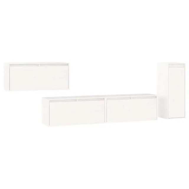 Meubles TV 4 pcs Blanc Bois massif de pin