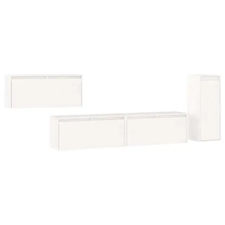 Meubles TV 4 pcs Blanc Bois massif de pin