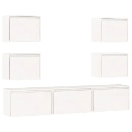 Meubles TV 7 pcs Blanc Bois massif de pin 2