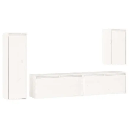 Meubles TV 4 pcs Blanc Bois massif de pin 2