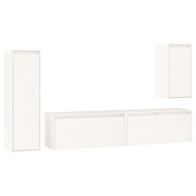 Meubles TV 4 pcs Blanc Bois massif de pin