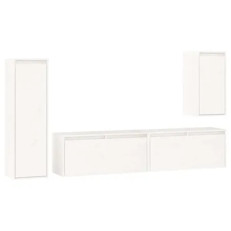 Meubles TV 4 pcs Blanc Bois massif de pin