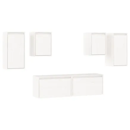 Meubles TV 6 pcs Blanc Bois massif de pin 2