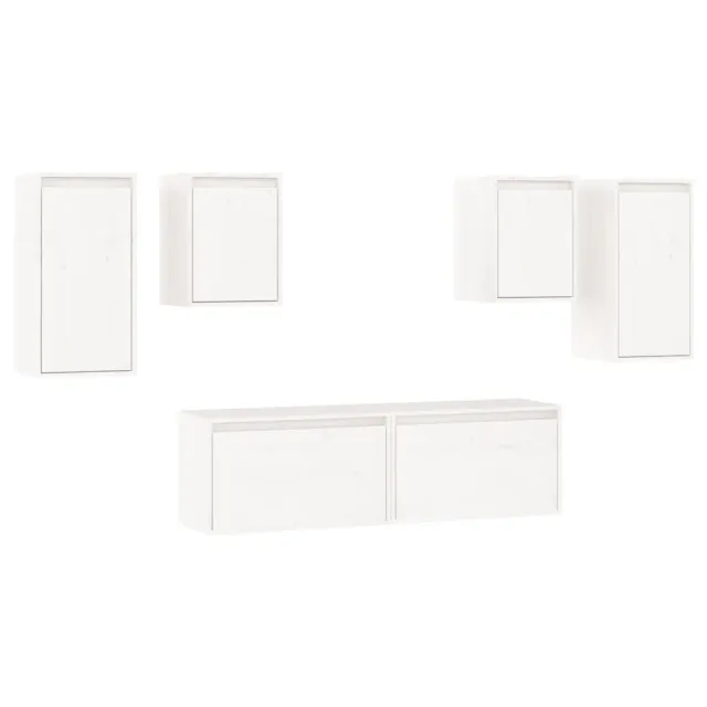 Meubles TV 6 pcs Blanc Bois massif de pin