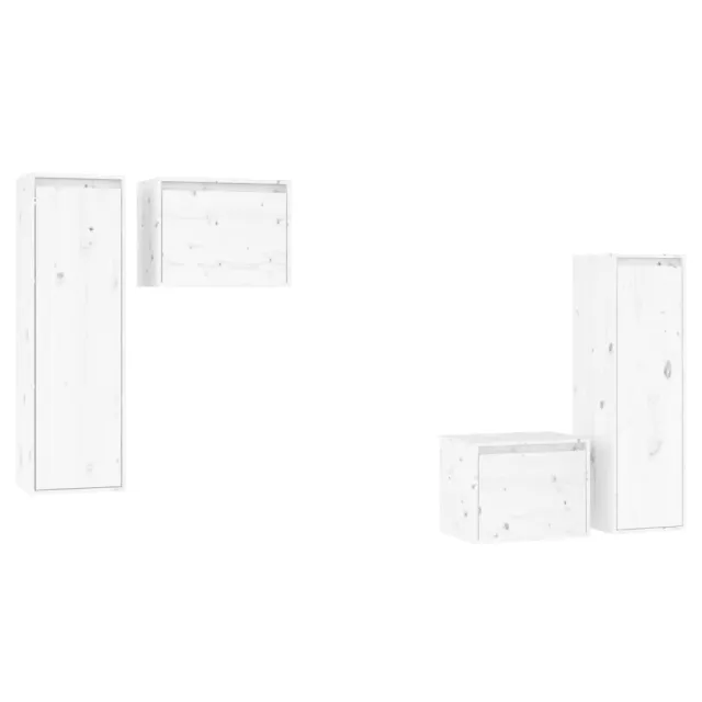 Meubles TV 4 pcs Blanc Bois massif de pin