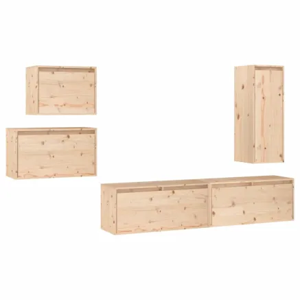 Meubles TV 5 pcs Bois massif de pin 2