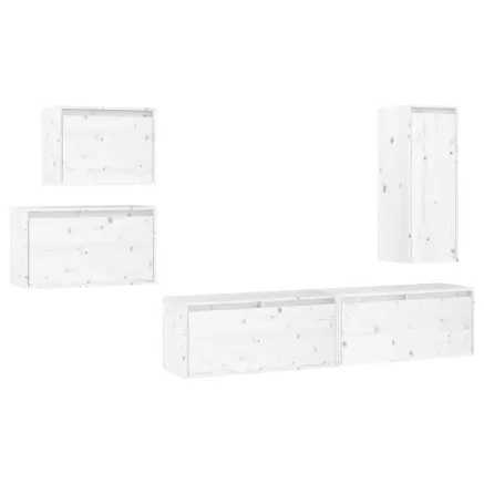 Meubles TV 5 pcs Blanc Bois massif de pin 2