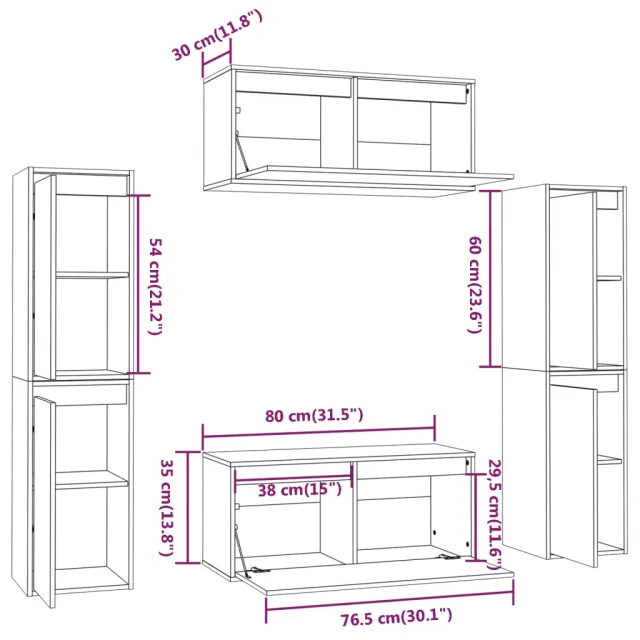 Meubles TV 6 pcs Bois massif de pin