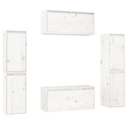 Meubles TV 6 pcs Blanc Bois massif de pin 2