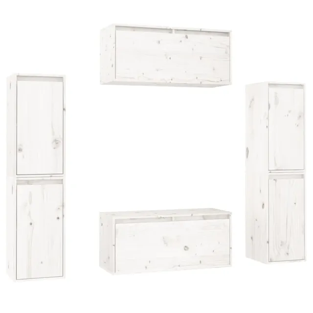 Meubles TV 6 pcs Blanc Bois massif de pin