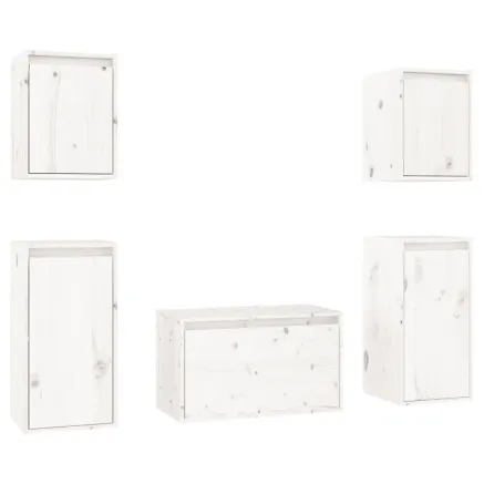 Meubles TV 5 pcs Blanc Bois massif de pin 2