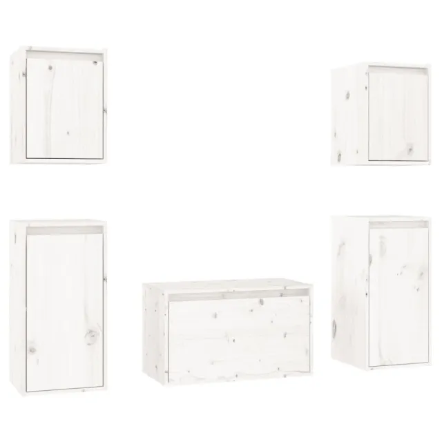 Meubles TV 5 pcs Blanc Bois massif de pin