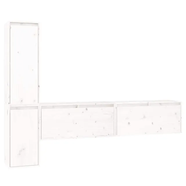 Meubles TV 4 pcs Blanc Bois massif de pin