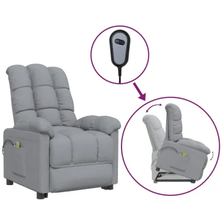 Fauteuil de massage inclinable Gris clair Tissu 2