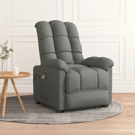 Fauteuil de massage inclinable Gris foncé Tissu