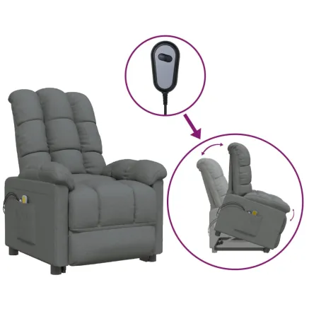 Fauteuil de massage inclinable Gris foncé Tissu 2