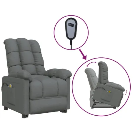 Fauteuil de massage inclinable Gris foncé Tissu