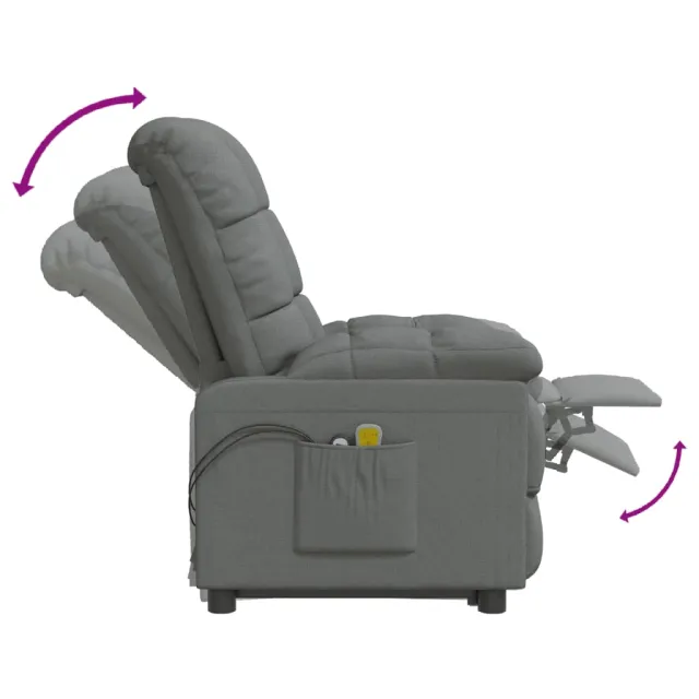 Fauteuil de massage inclinable Gris foncé Tissu