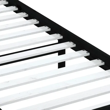 Cadre de lit sans matelas noir bois massif