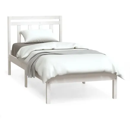 Cadre de lit sans matelas blanc bois massif 2