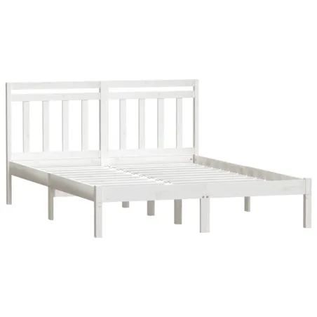Cadre de lit sans matelas blanc bois massif