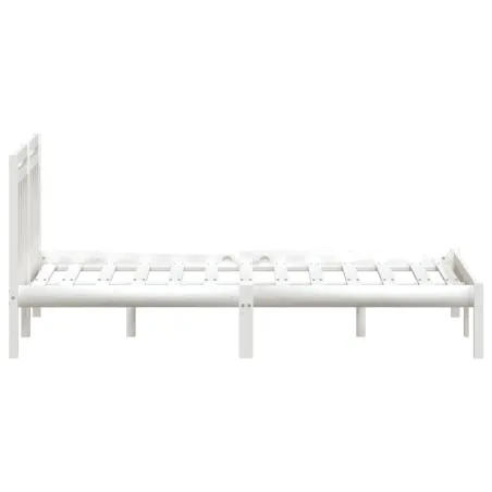 Cadre de lit sans matelas blanc bois massif
