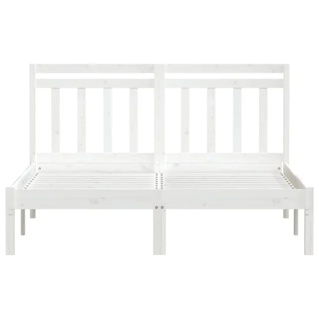 Cadre de lit sans matelas blanc bois massif 140x190 cm