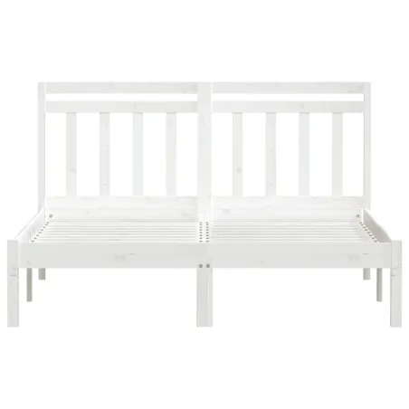 Cadre de lit sans matelas blanc bois massif 140x190 cm