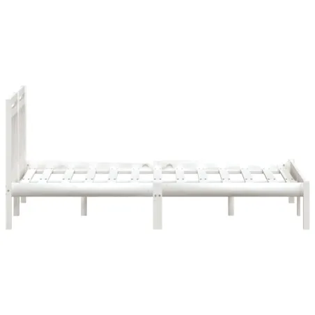 Cadre de lit sans matelas blanc bois massif 140x190 cm