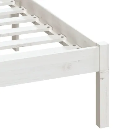 Cadre de lit sans matelas blanc bois massif 140x190 cm
