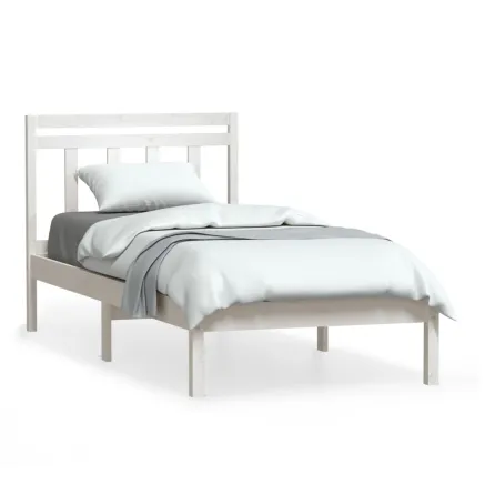 Cadre de lit sans matelas blanc bois massif 90x200 cm 2