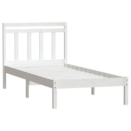 Cadre de lit sans matelas blanc bois massif 100x200 cm