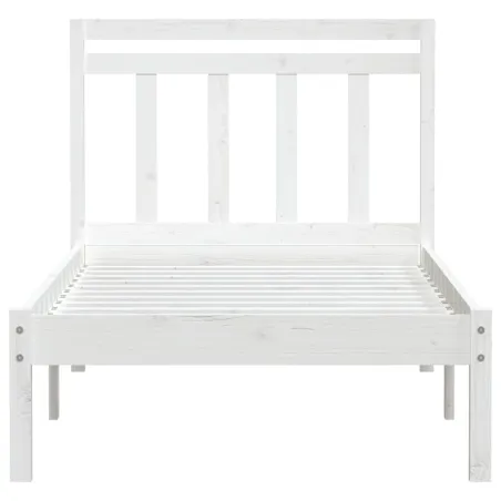 Cadre de lit sans matelas blanc bois massif 100x200 cm