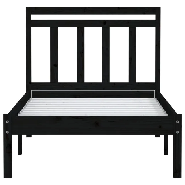 Cadre de lit sans matelas noir bois massif 100x200 cm