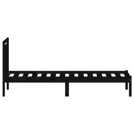 Cadre de lit sans matelas noir bois massif 100x200 cm