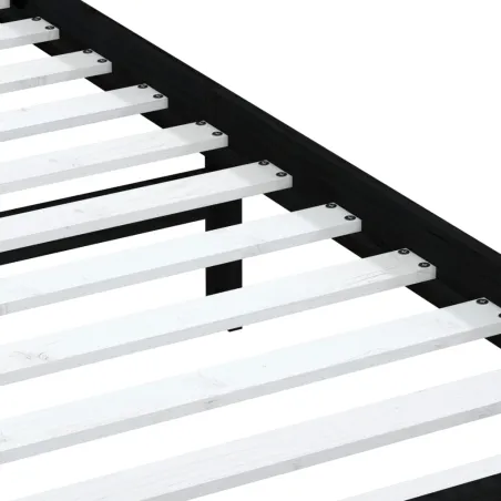 Cadre de lit sans matelas noir bois massif 100x200 cm