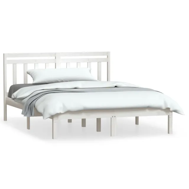 Cadre de lit sans matelas blanc bois massif 140x200 cm