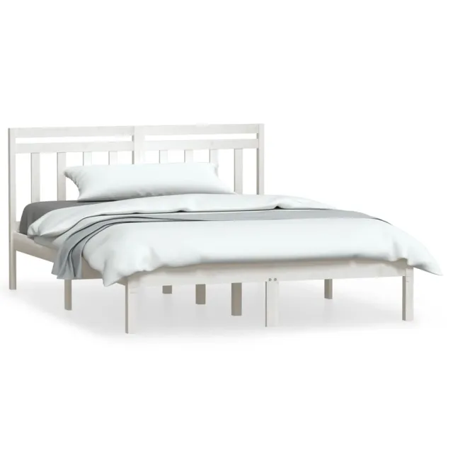 Cadre de lit sans matelas blanc bois de pin massif