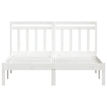 Cadre de lit sans matelas blanc bois de pin massif