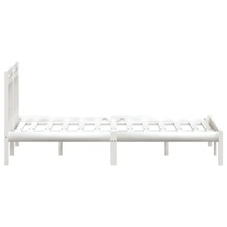 Cadre de lit sans matelas blanc bois de pin massif