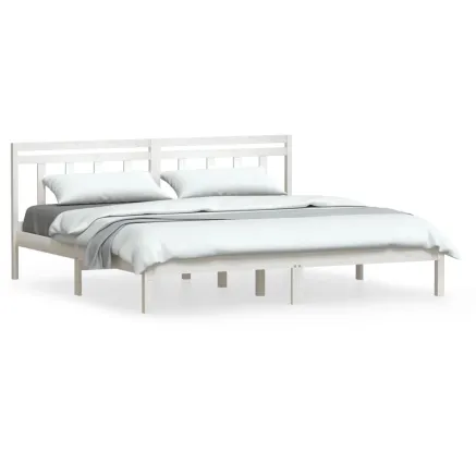 Cadre de lit sans matelas blanc bois massif 2