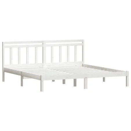 Cadre de lit sans matelas blanc bois massif
