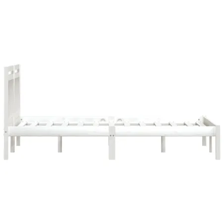 Cadre de lit sans matelas blanc bois massif