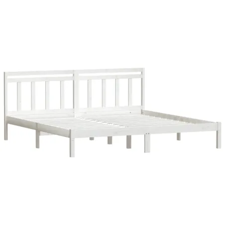 Cadre de lit sans matelas blanc bois massif 200x200 cm
