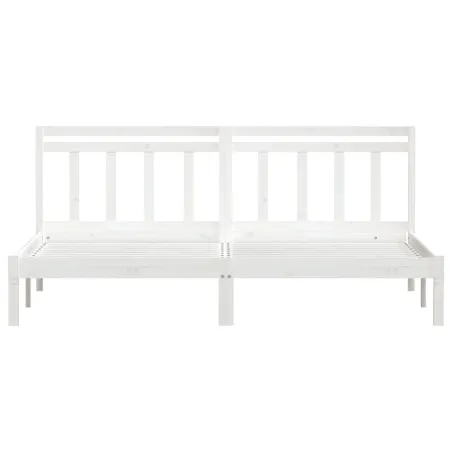 Cadre de lit sans matelas blanc bois massif 200x200 cm