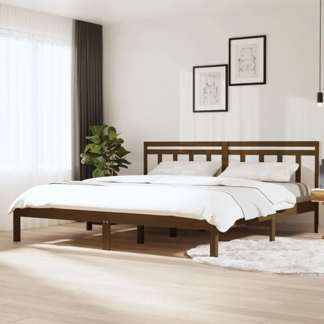 Cadre de lit sans matelas marron miel bois massif 200x200 cm