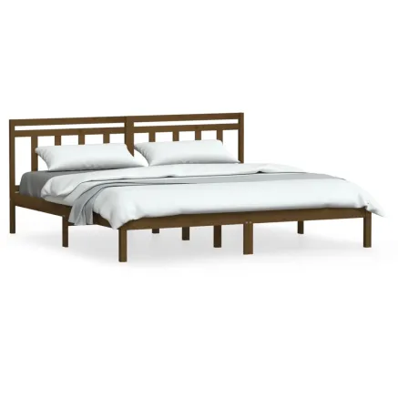 Cadre de lit sans matelas marron miel bois massif 200x200 cm 2
