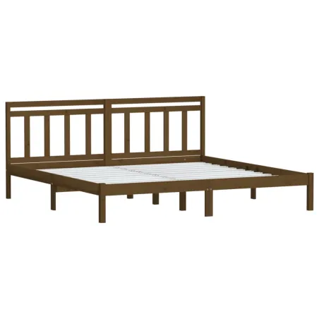 Cadre de lit sans matelas marron miel bois massif 200x200 cm